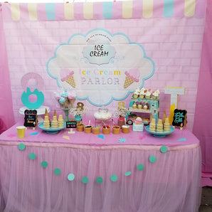 Mocsicka Ice Cream Store Backdrop Custom Birthday Baby Shower Backdrops-Mocsicka Party