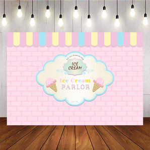 Mocsicka Ice Cream Store Backdrop Custom Birthday Baby Shower Backdrops