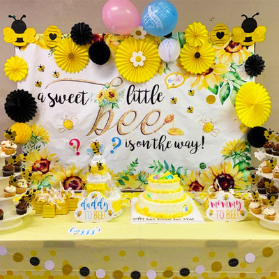 Mocsicka A Sweet Little Bee is on the Way Birthday Baby Shower Backdrops-Mocsicka Party