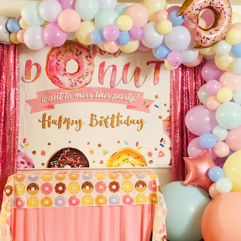 Mocsicka Donut Backdrop Birthday Baby Shower Party Decoration Banners-Mocsicka Party