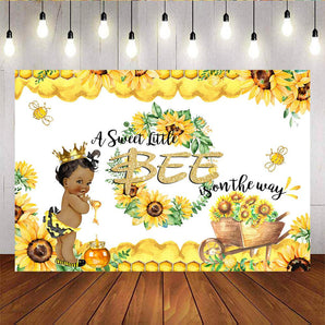 Mocsicka A Sweet Little Bee is on the Way Background Sunflowers Royal Baby Shower Backdrop-Mocsicka Party