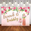 Mocsicka Rose Gold Champagne Pink Flowers Backdrop Happy Birthday Party Props-Mocsicka Party