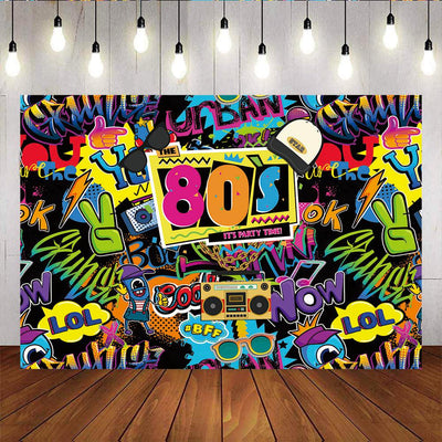Mocsicka The 80s Hip Hop Party Decoration Retro Radio and Graffiti Backdrops-Mocsicka Party