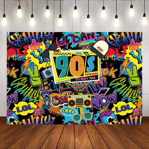 Mocsicka The 90s Hip Hop Party Supplies Retro Radio and Graffiti Background-Mocsicka Party