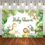Mocsicka Safari Baby Shower Backdrop Plam Leaves Little Animals Background and Balloon kit