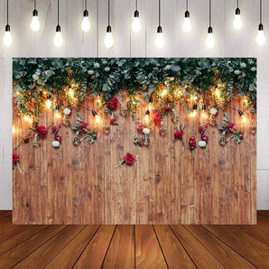 Mocsicka Merry Christmas Wood Rose Party Photo Background-Mocsicka Party