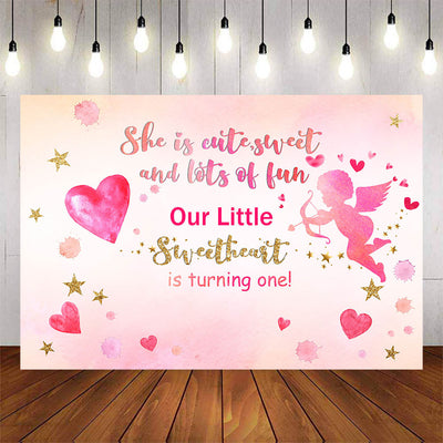 Mocsicka Our Little Sweet Heart is Turning One Valentine's Day Backdrop-Mocsicka Party