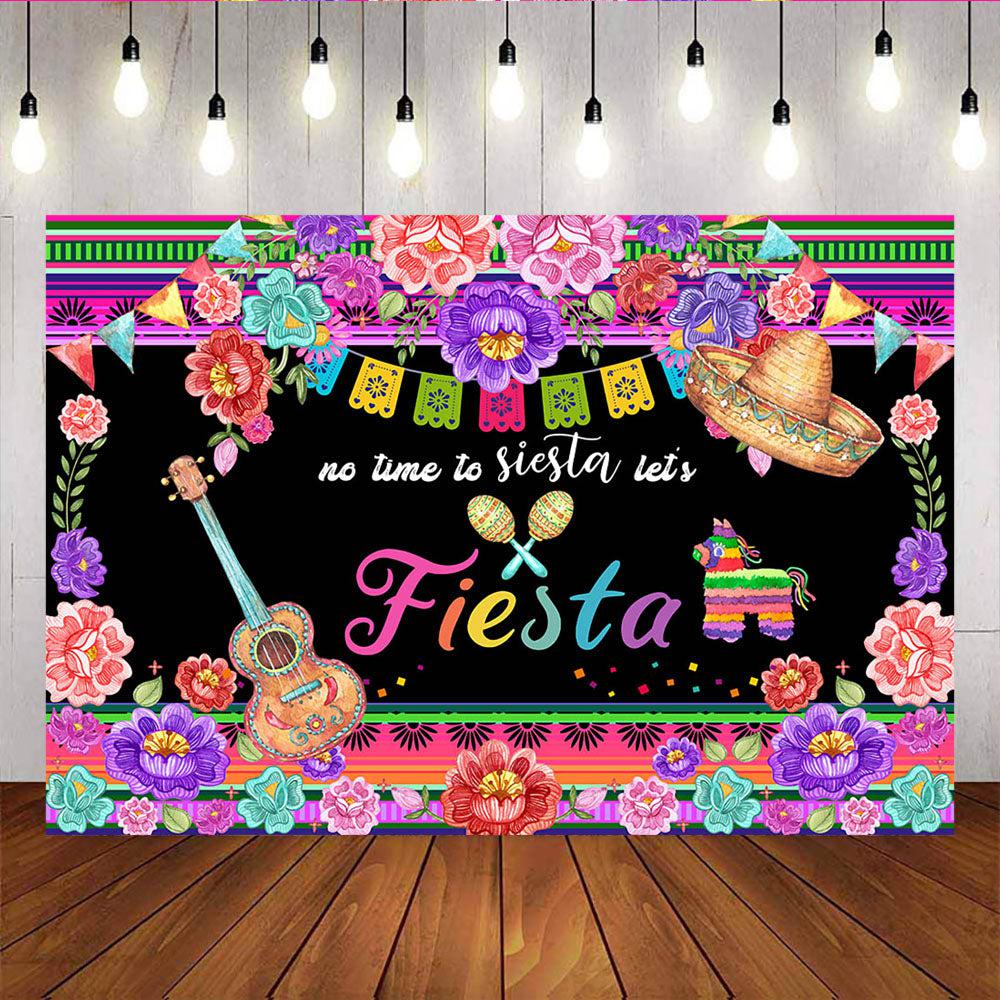 Mocsicka Let's Fiesta Birthday Party Prop Mexican Fiesta and Stripes Flowers Background-Mocsicka Party