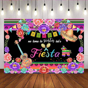 Mocsicka Let's Fiesta Birthday Party Prop Mexican Fiesta and Stripes Flowers Background-Mocsicka Party
