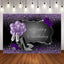 Mocsicka Sliver High Heels Champagne and Purple Balloons Happy Birthday Backdrops-Mocsicka Party