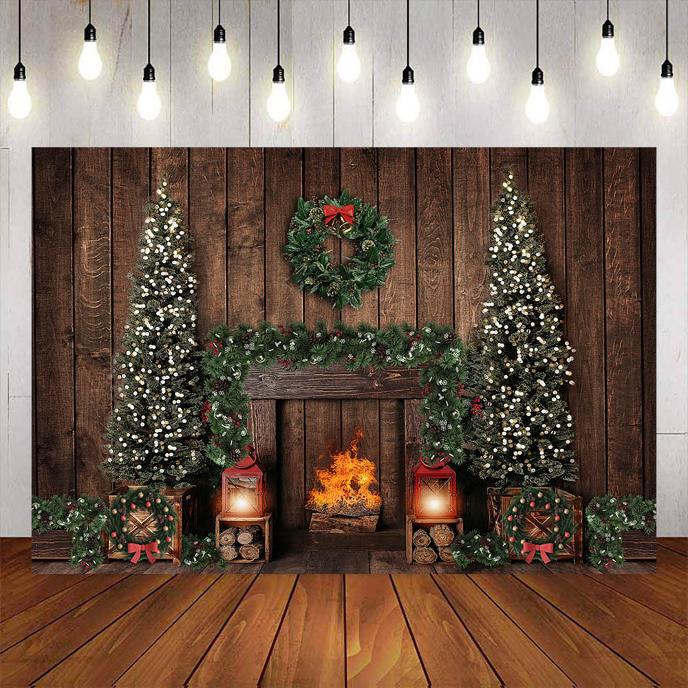 Mocsicka Merry Christmas Tree Fireplace Photo Background-Mocsicka Party