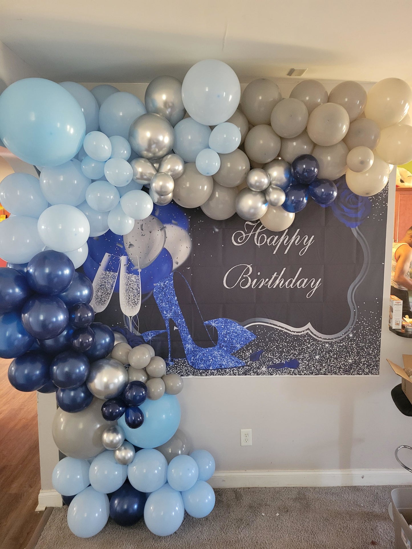 Mocsicka Blue High Heels and Balloons Happy Birthday Party Banners-Mocsicka Party