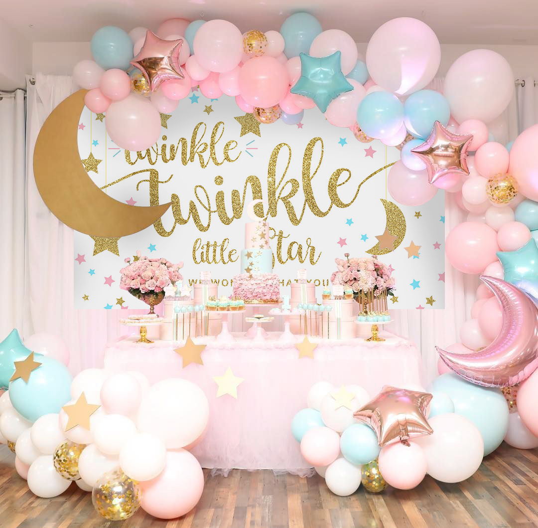 Mocsicka Twinkle Little Stars and Gold Moon Baby Shower Decoration Props-Mocsicka Party