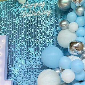 Mocsicka Square Glitter Turquoise Shimmer Wall Panels Easy Setup-Mocsicka Party