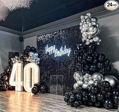 Mocsicka Square Black Shimmer Wall Panels Easy Setup-Mocsicka Party