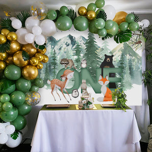 Mocsicka Forest and Animals Woodland Happy 1st Birthday Backdrop-Mocsicka Party