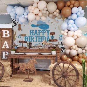 Mocsicka Party Cowboy Blue Happy Birthday Backdrop-Mocsicka Party