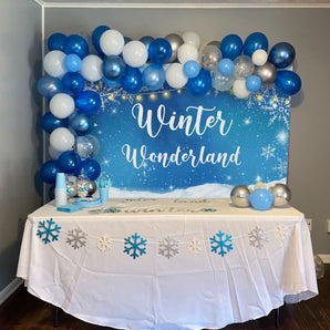 Mocsicka Winter Wonderland Snowflakes Birthday Background-Mocsicka Party