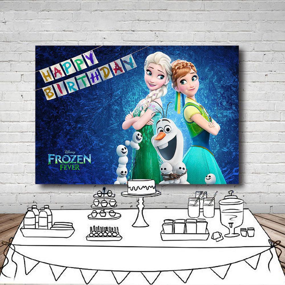 Mocsicka Disney Frozen Backdrop Happy Birthday Party Supplies-Mocsicka Party