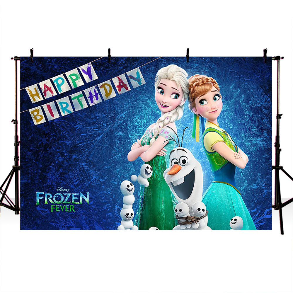 Mocsicka Disney Frozen Backdrop Happy Birthday Party Supplies-Mocsicka Party