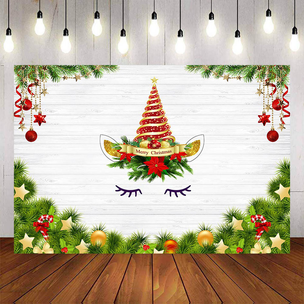 Mocsicka Merry Christmas White Unicorn Background-Mocsicka Party