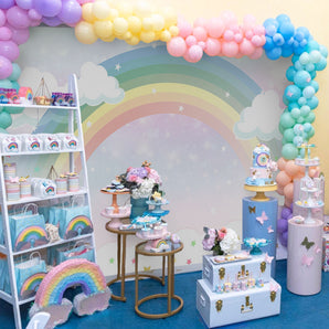 Mocsicka Rainbow and Little Stars Happy Birthday Party Backdrop-Mocsicka Party