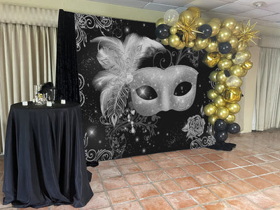 Mocsicka Masquerade Backdrop Sliver Mask Party Banners-Mocsicka Party