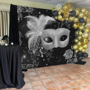 Mocsicka Masquerade Backdrop Sliver Mask Party Banners-Mocsicka Party