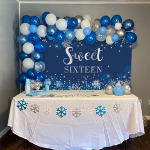 Mocsicka Winter Snowflake Sweet Sixteen Birthday Backdrop-Mocsicka Party