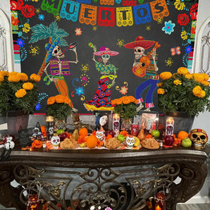 Mocsicka Day of the Dead Back Drop Skull Flowers Dance Party Photo Background-Mocsicka Party