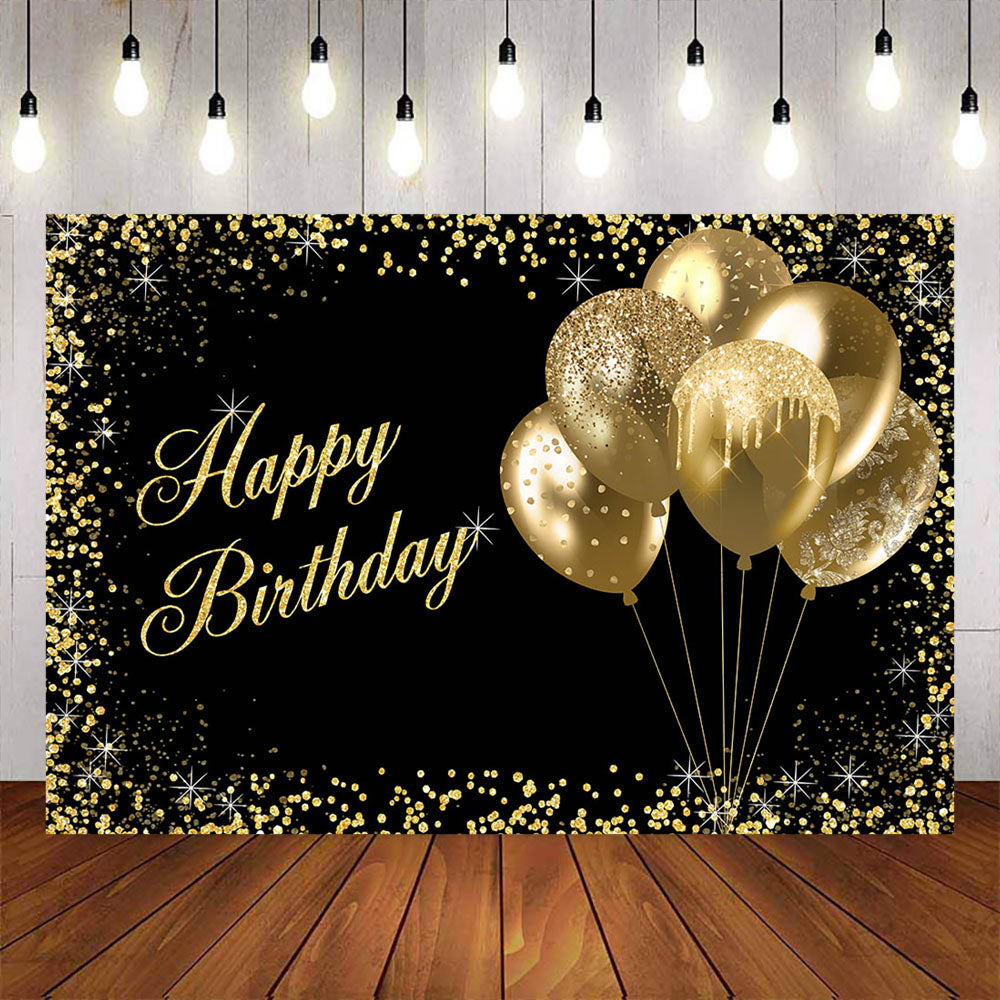 Mocsicka Golden Dots and Balloons Happy Birthday Background-Mocsicka Party