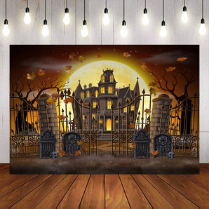 Mocsicka Bright Moon and Castle Halloween Theme Photo Banners-Mocsicka Party