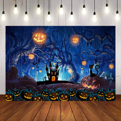 Mocsicka Pumpkin and Castle Happy Halloween Background-Mocsicka Party