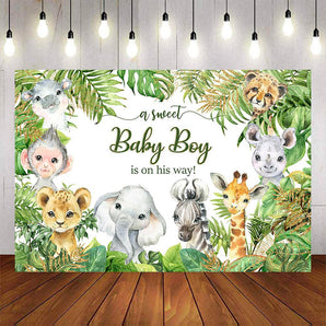 Mocsicka Jungle Wild Animals Baby Shower Backdrop-Mocsicka Party