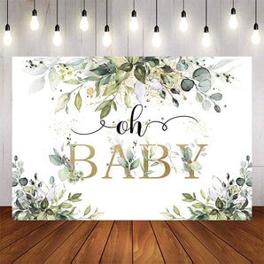 Mocsicka Plam Leaves and Gold Dots Oh Baby Shower Banners-Mocsicka Party