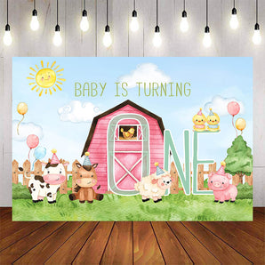 Mocsicka Farm Theme Red Barn and Little Animals Backdrop-Mocsicka Party