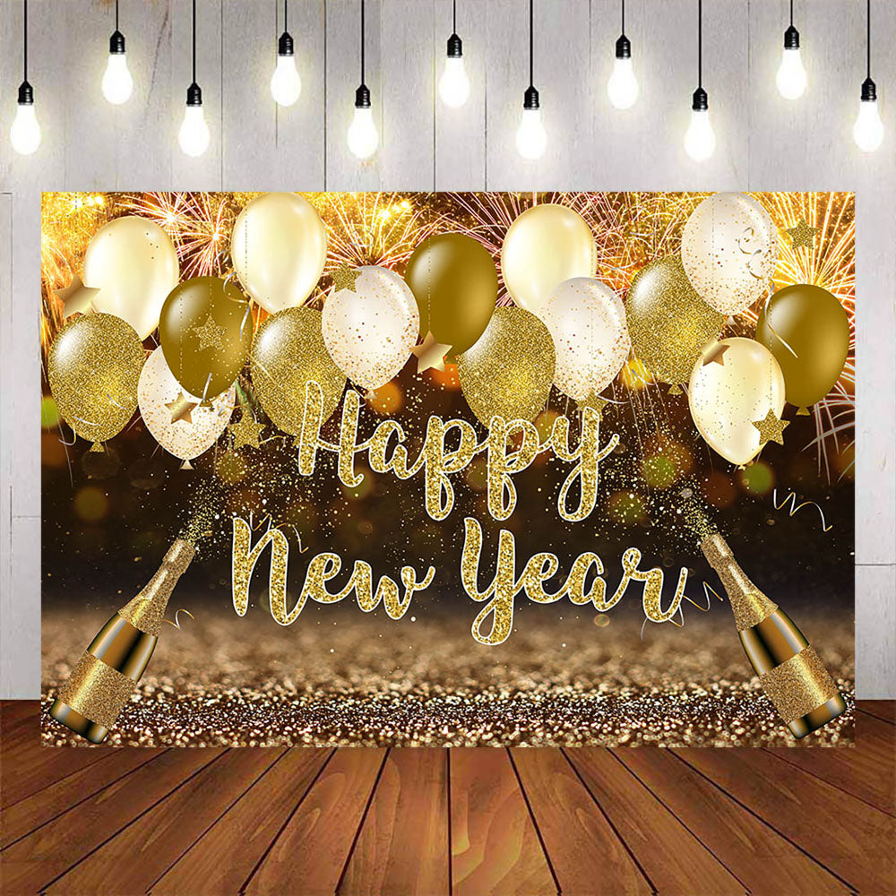 Mocsicka Happy New Year Champagne and Balloon Photo Banners-Mocsicka Party