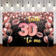 Mocsicka Black and Pink Balloons Red Lips Happy 30th Birthday Backdrop-Mocsicka Party
