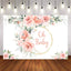 Mocsicka Pink Flowers and Green Leaves Oh Baby Shower Backdrop-Mocsicka Party