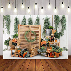 Mocsicka Easter Eggs and Rabits Carrots Photo Backdrop-Mocsicka Party