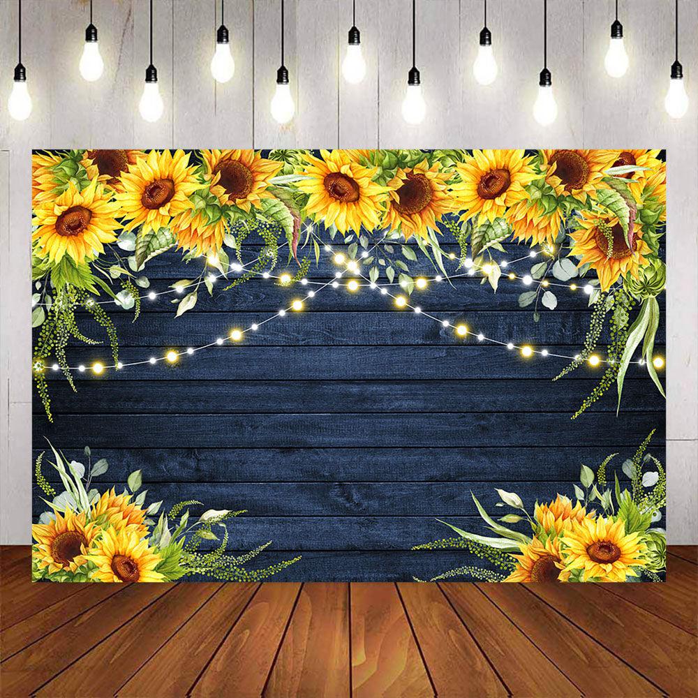 Mocsicka Sunflowers and Blue Board Happy Birthday Backdrop-Mocsicka Party