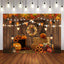 Mocsicka Maple Leaf Wooden Door and Pumpkin Autumn Backdrop-Mocsicka Party