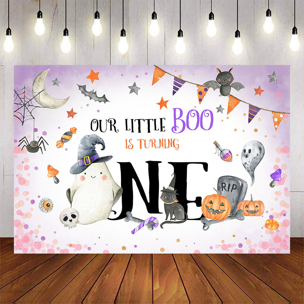 Mocsicka Our Little Boo is Turning One Birthday Backdrop-Mocsicka Party